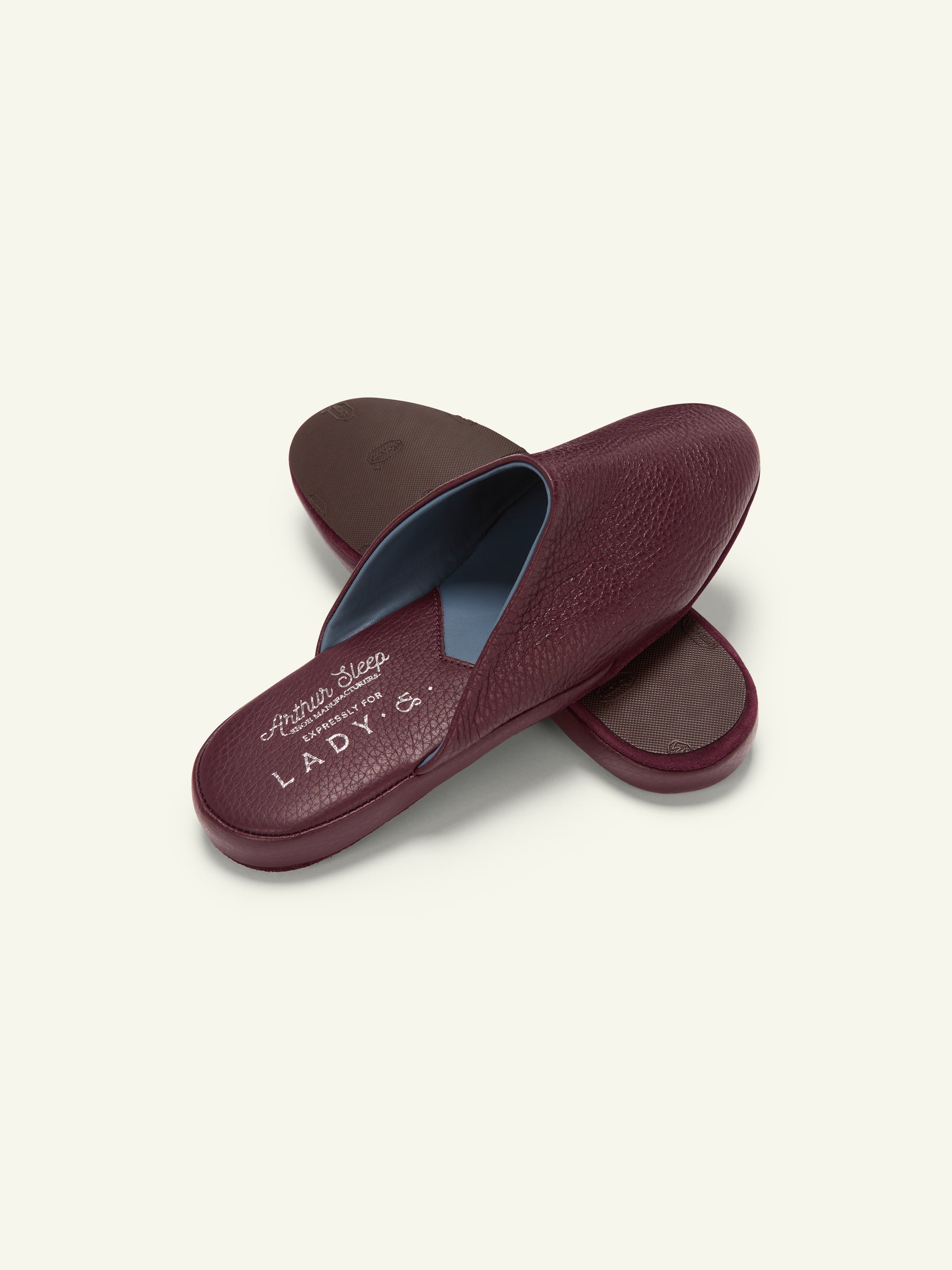 Arthur Sleep x Lady E Burgundy Travel Mules